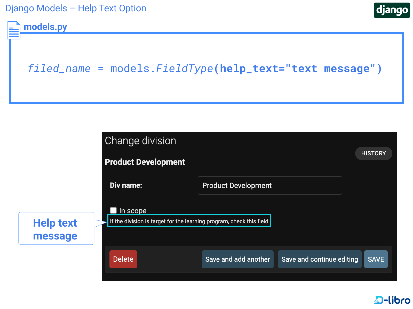 Django Models – Help Text Option logo