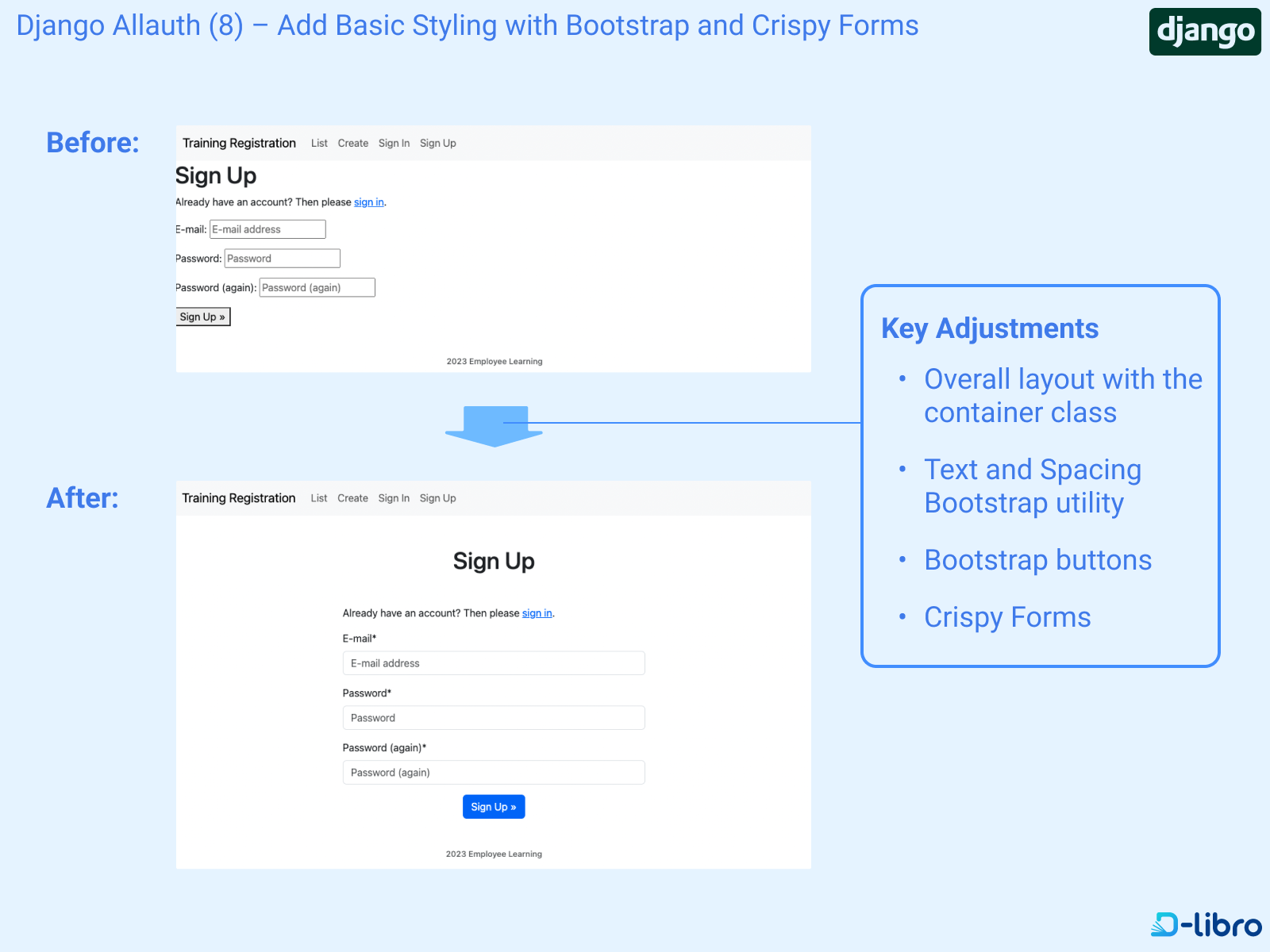 Django Allauth (8) – Add Basic Styling with Bootstrap and Crispy Forms logo